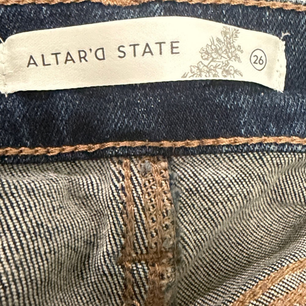 Altar'd State Hidden Jeans High Rise Dark Wash Flare Denim Jeans - Picture 7 of 8